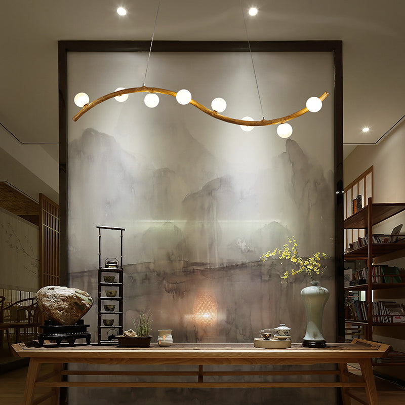 Simple Chandelier Glass Six Head Pendant Lighting Fixtures for Dining-table