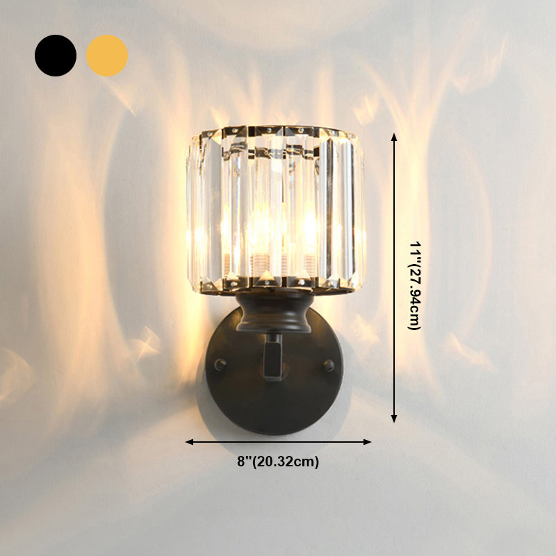 Half Cylinder Shade Crystal Wall Sconce Modern Style 1 Light Wall Mount Light Fixture