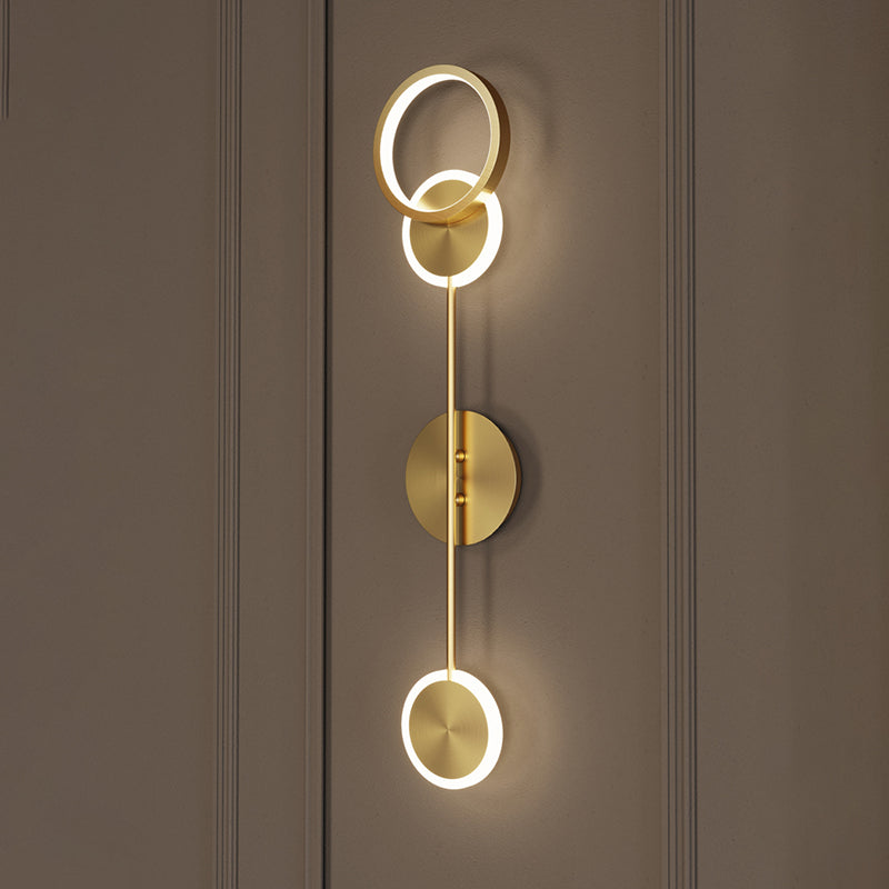 Nordic Style Brass Wall Light Circle Gold LED Wall Sconce for Living Room