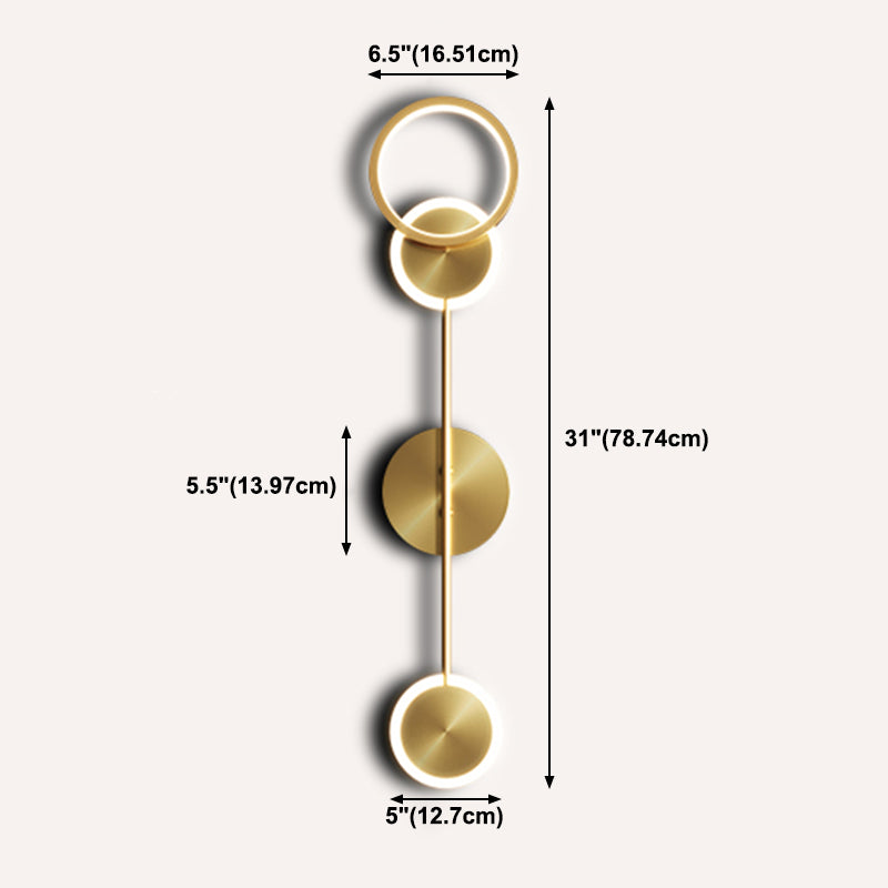 Nordic Style Brass Wall Light Circle Gold LED Wall Sconce for Living Room