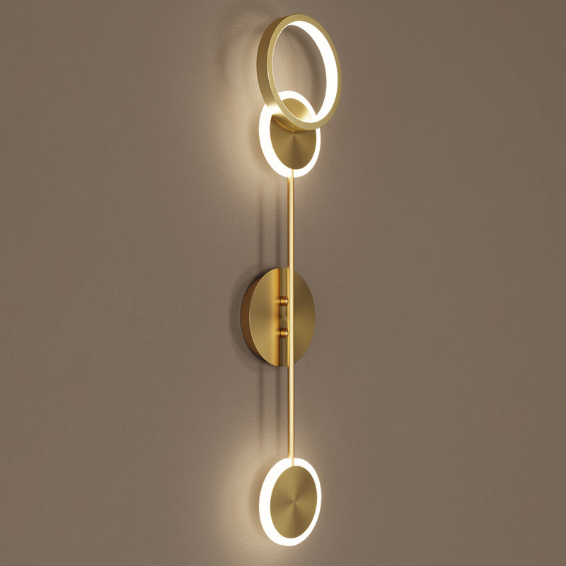 Nordic Style Brass Wall Light Circle Gold LED Wall Sconce for Living Room