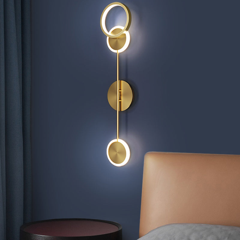 Nordic Style Brass Wall Light Circle Gold LED Wall Sconce for Living Room