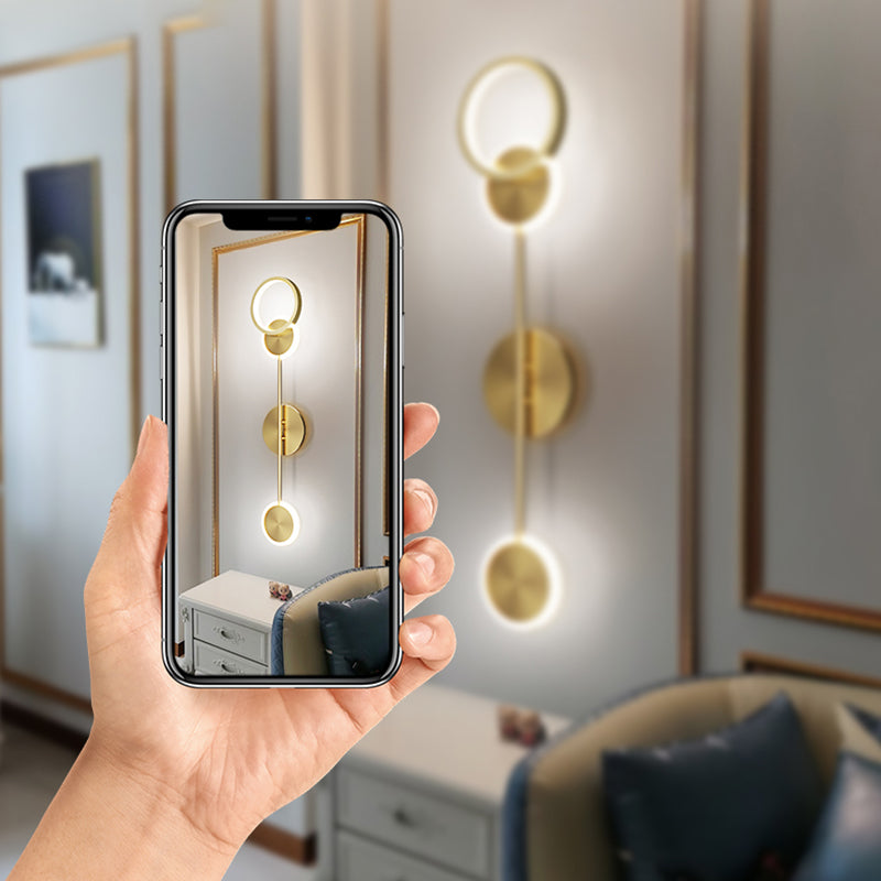 Nordic Style Brass Wall Light Circle Gold LED Wall Sconce for Living Room
