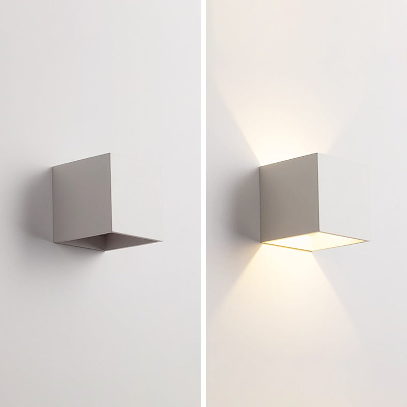 Square Shade Metal Wall Sconce Modern Style 2 Lights Wall Mount Light Fixture