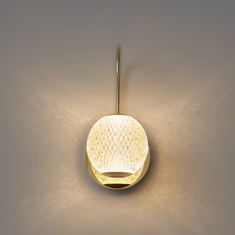 Ball Shade Metal Wall Sconce Modern Style Single Light Wall Mount Lighting in Gold
