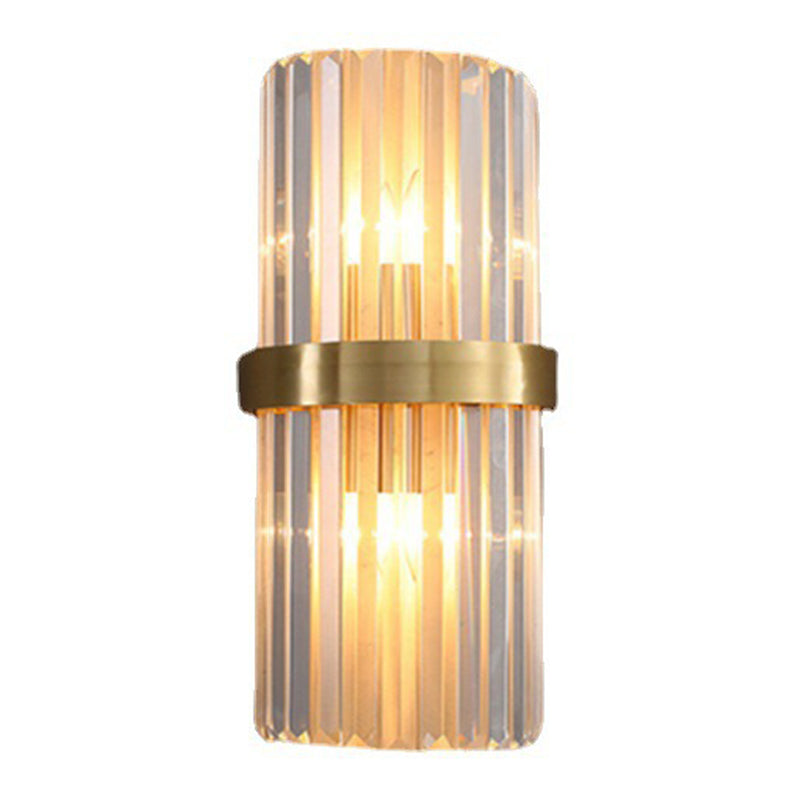 Modern Crystal Wall Light Geometric Gold 18" Wide Wall Sconce for Living Room