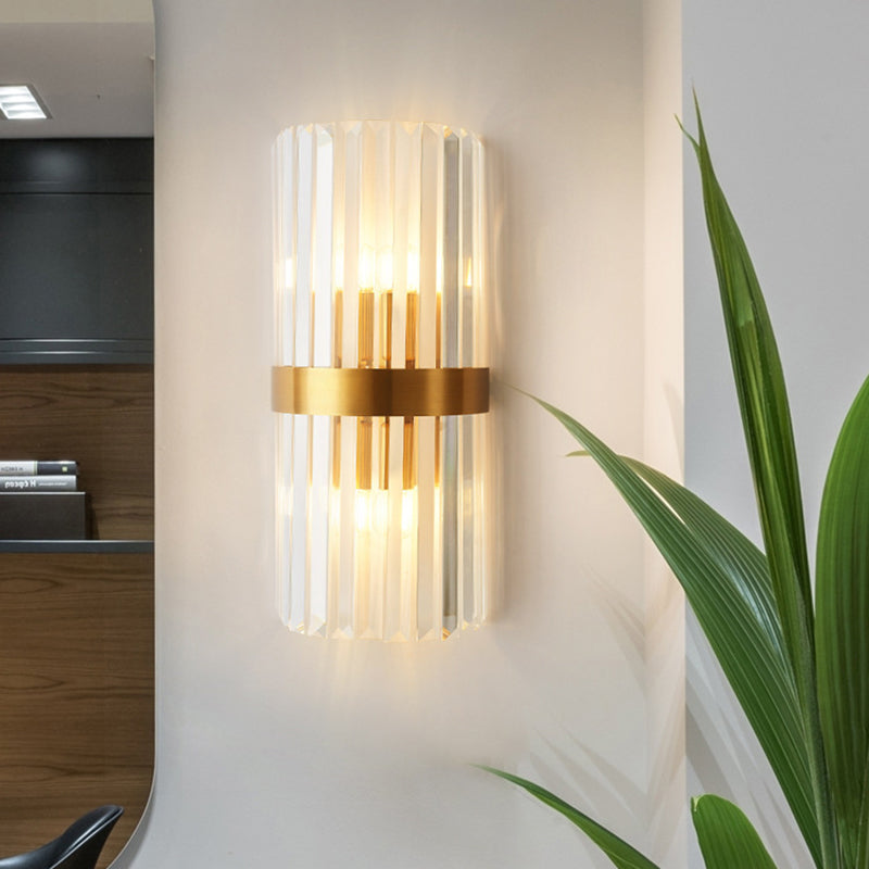 Modern Crystal Wall Light Geometric Gold 18" Wide Wall Sconce for Living Room