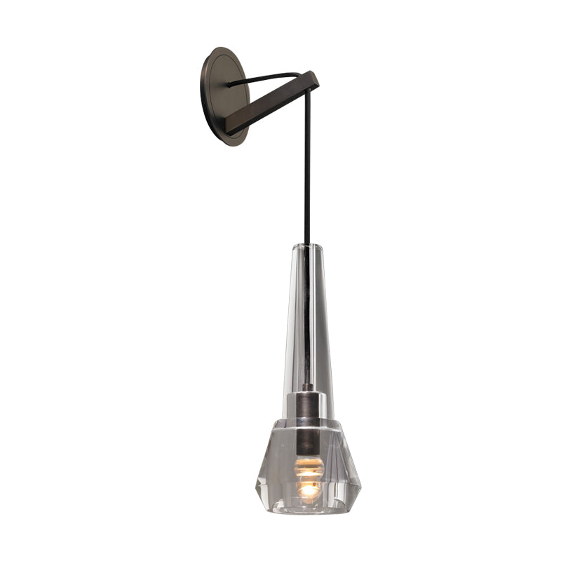Crystal Unique Wall Sconce Modern 1 Light Wall Mount Light Fixture in Black