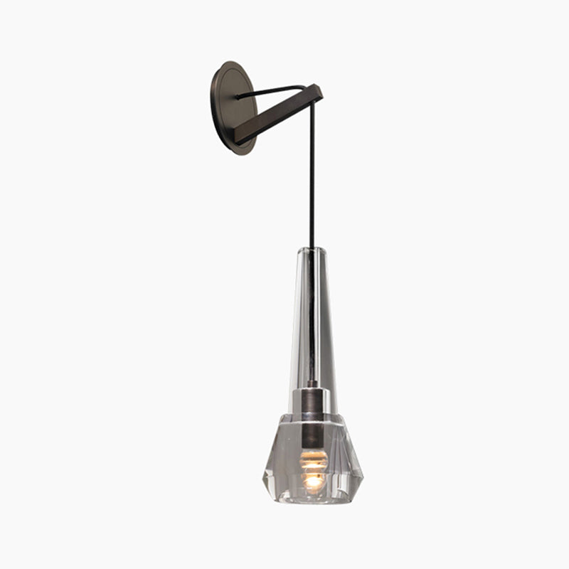 Crystal Unique Wall Sconce Modern 1 Light Wall Mount Light Fixture in Black