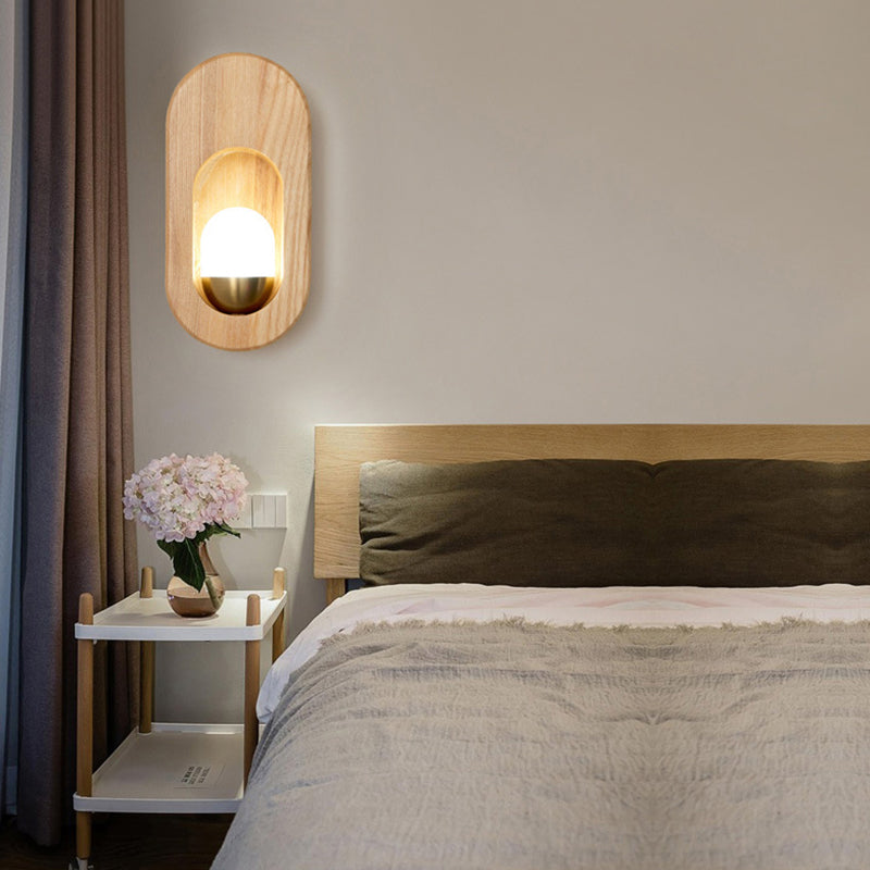 Modern Style Oval Wall Light Sconces Wood 1 Light Wall Lighting Ideas