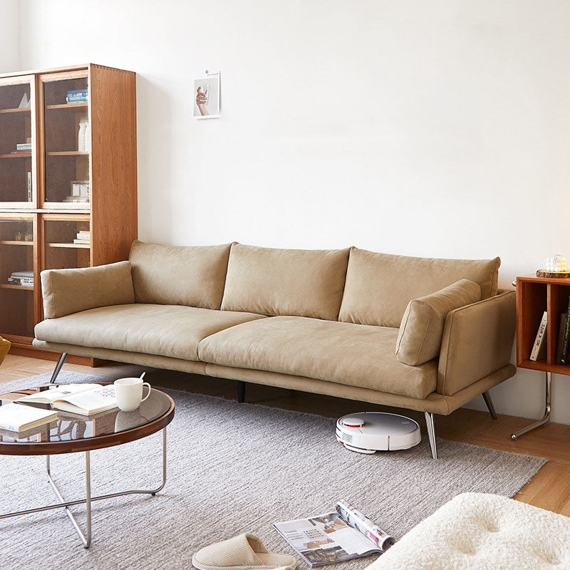 3/4-seat Modern Brown Sofa Wear-resistant Sofa with Metal Legs