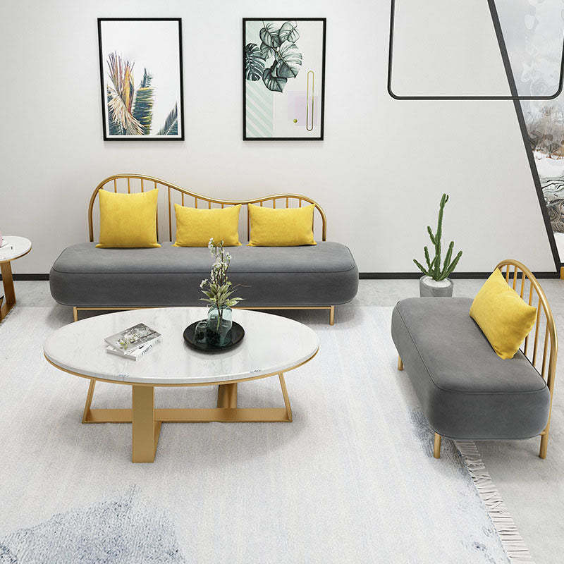 Velvet Modern Style Settee Statement Armless Sofa with 1/3 Pillows
