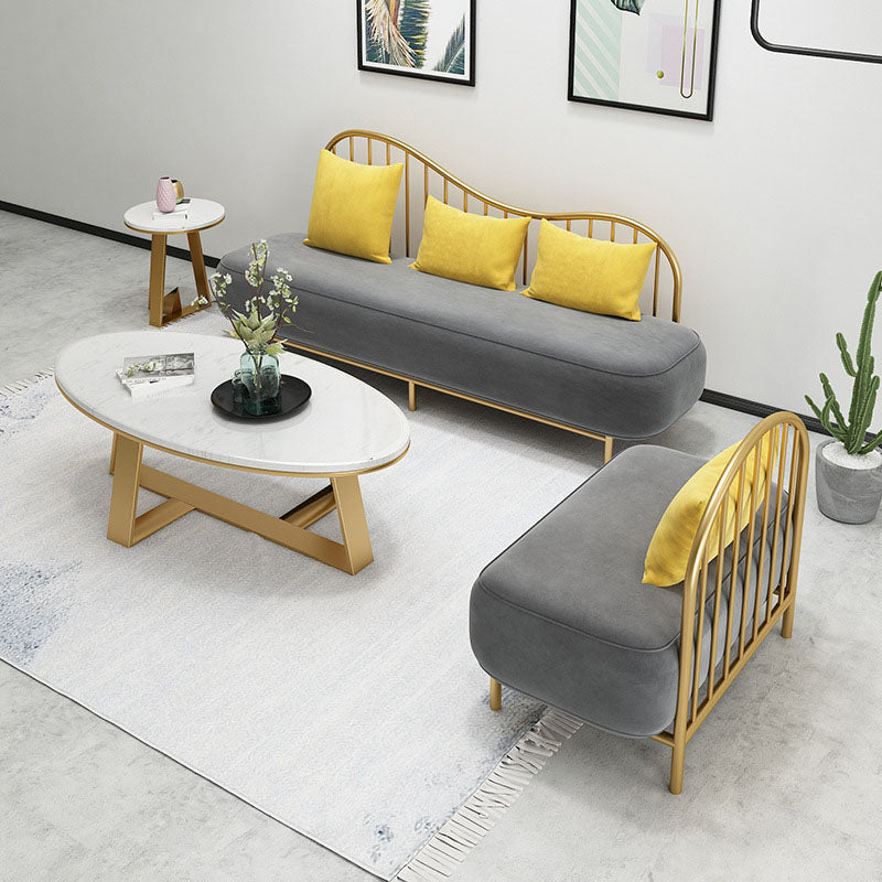 Velvet Modern Style Settee Statement Armless Sofa with 1/3 Pillows