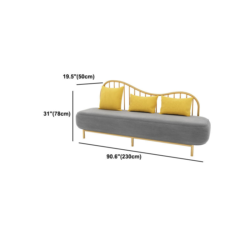 Velvet Modern Style Settee Statement Armless Sofa with 1/3 Pillows