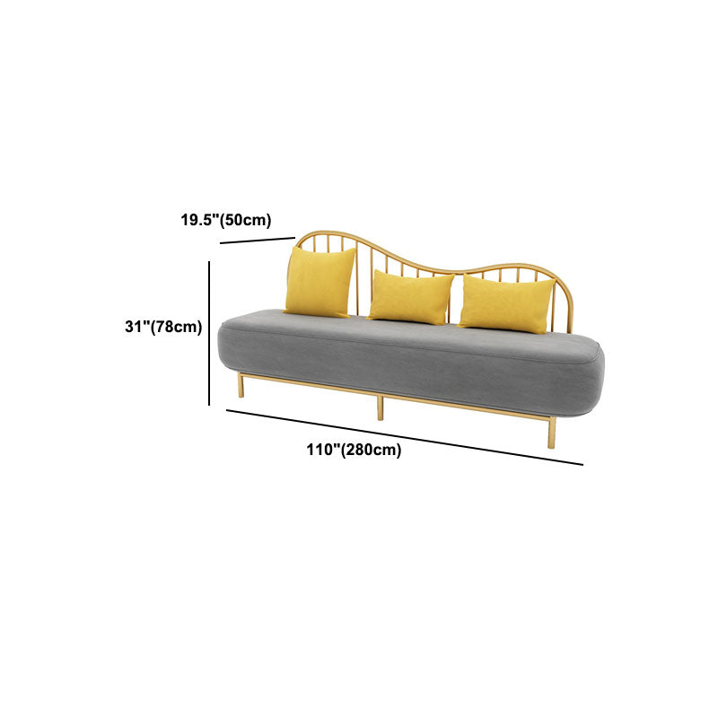 Velvet Modern Style Settee Statement Armless Sofa with 1/3 Pillows
