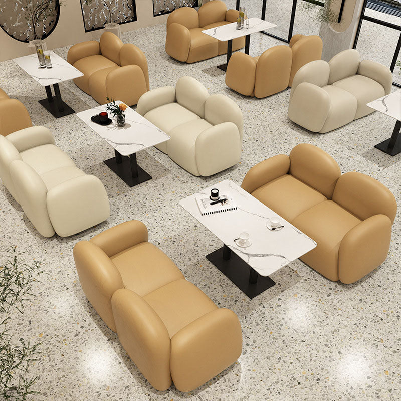 Faux Leather Modern Sofa 28.35" High Tight Back 2-seat Loveseat