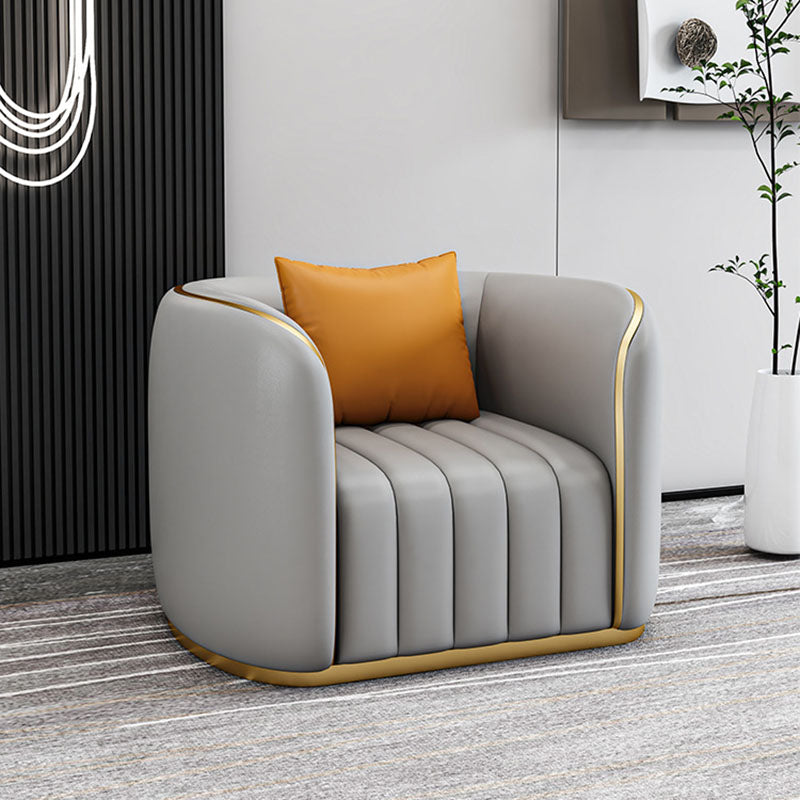 Faux Leather Sofa Tuxedo Arm Sofa with  Tight Back  for Apartment