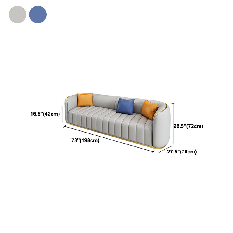 Faux Leather Sofa Tuxedo Arm Sofa with  Tight Back  for Apartment