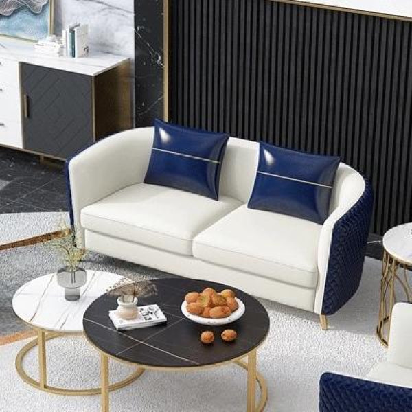 33.46" Wide Faux Leather Sofa Contemporary Standard Tuxedo Arm Sofa