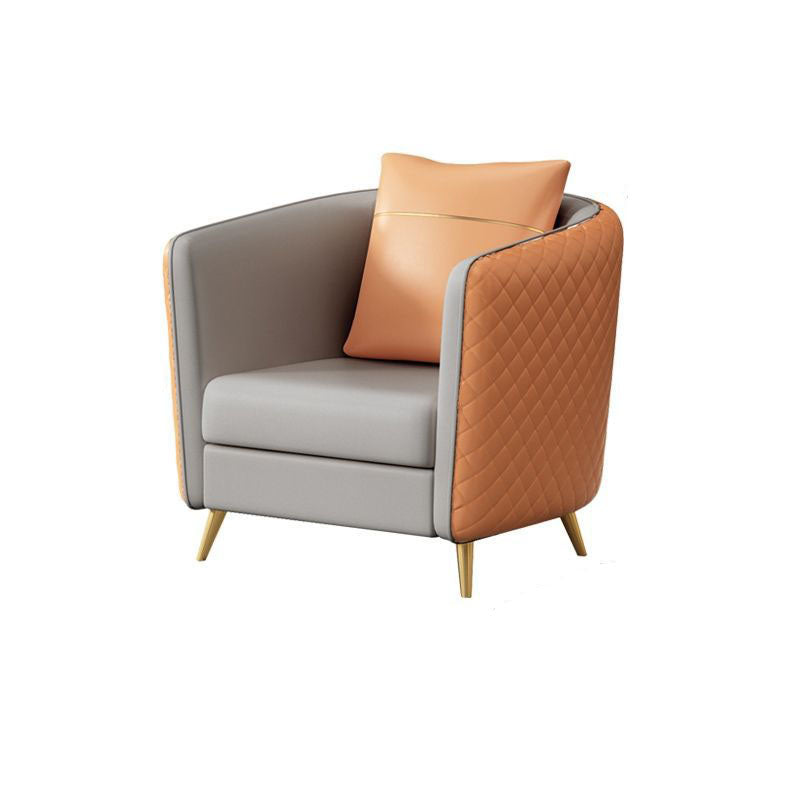 33.46" Wide Faux Leather Sofa Contemporary Standard Tuxedo Arm Sofa