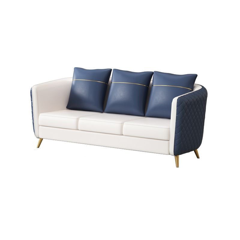 33.46" Wide Faux Leather Sofa Contemporary Standard Tuxedo Arm Sofa