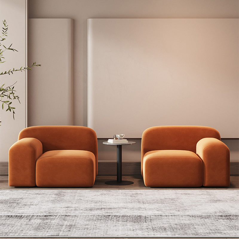 Round Arm Sofa Contemporary Wool Standard Sofa in Orange Finish