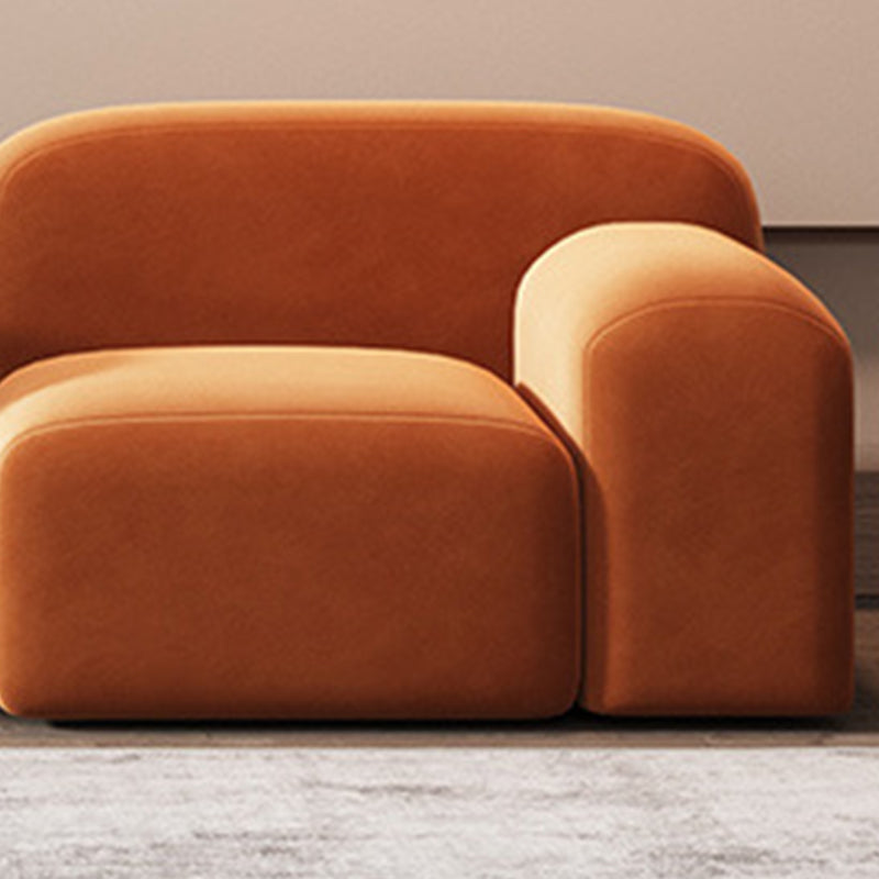 Round Arm Sofa Contemporary Wool Standard Sofa in Orange Finish