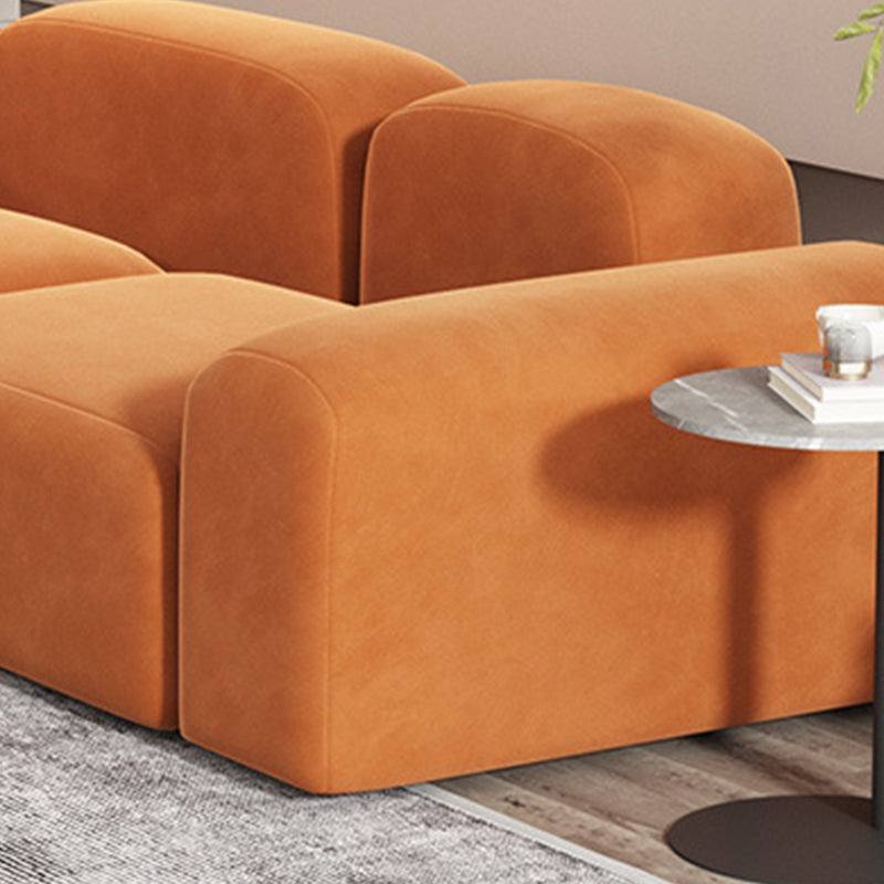 Round Arm Sofa Contemporary Wool Standard Sofa in Orange Finish