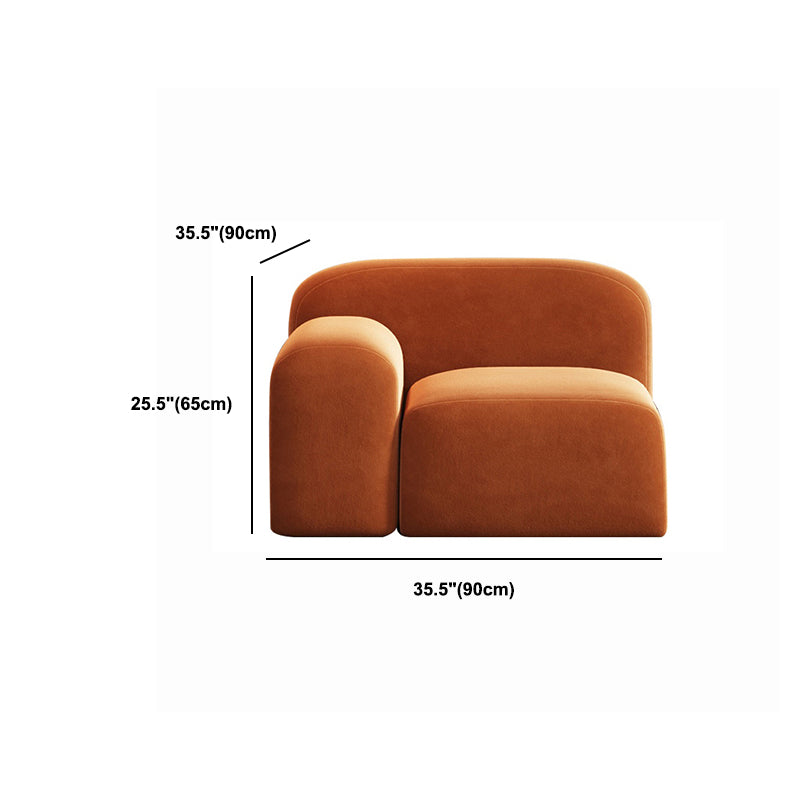 Round Arm Sofa Contemporary Wool Standard Sofa in Orange Finish