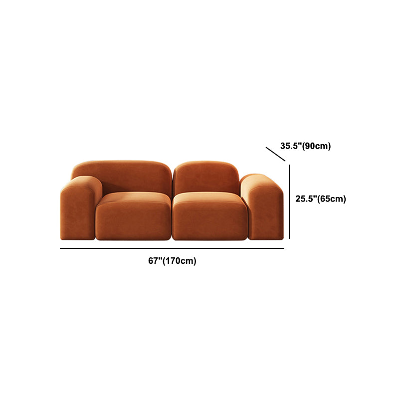 Round Arm Sofa Contemporary Wool Standard Sofa in Orange Finish