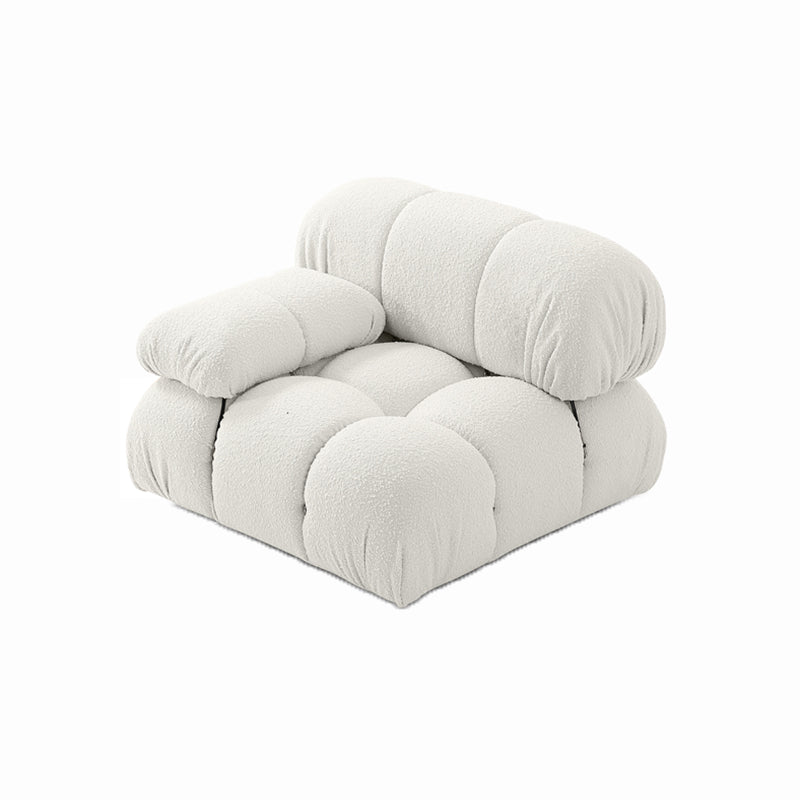 Contemporary Biscuit Back Sofa 26.38"High Wool Couch for Living Room,White
