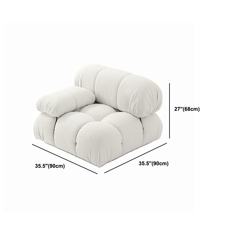 Contemporary Biscuit Back Sofa 26.38"High Wool Couch for Living Room,White