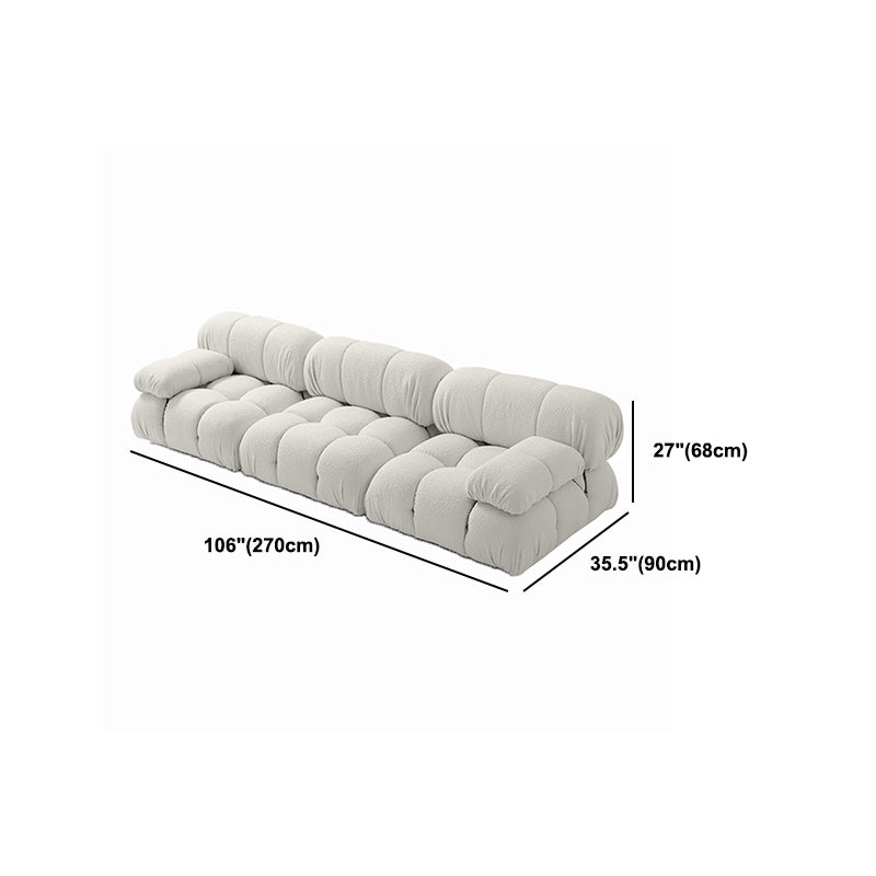 Contemporary Biscuit Back Sofa 26.38"High Wool Couch for Living Room,White