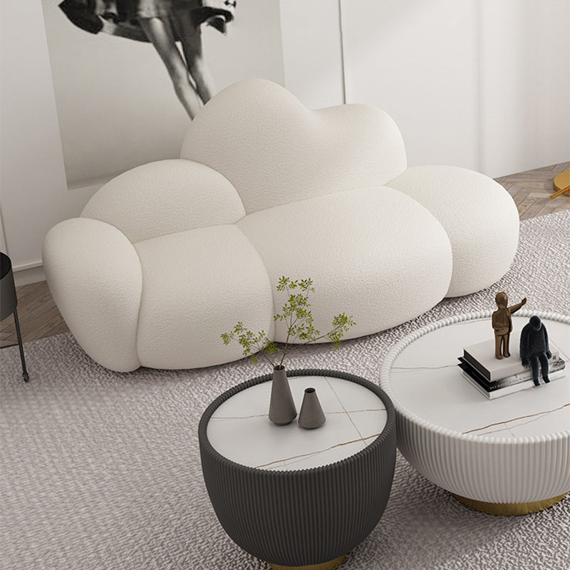 Contemporary Style Curved Sofa 33.46" H Armless Sofa in White