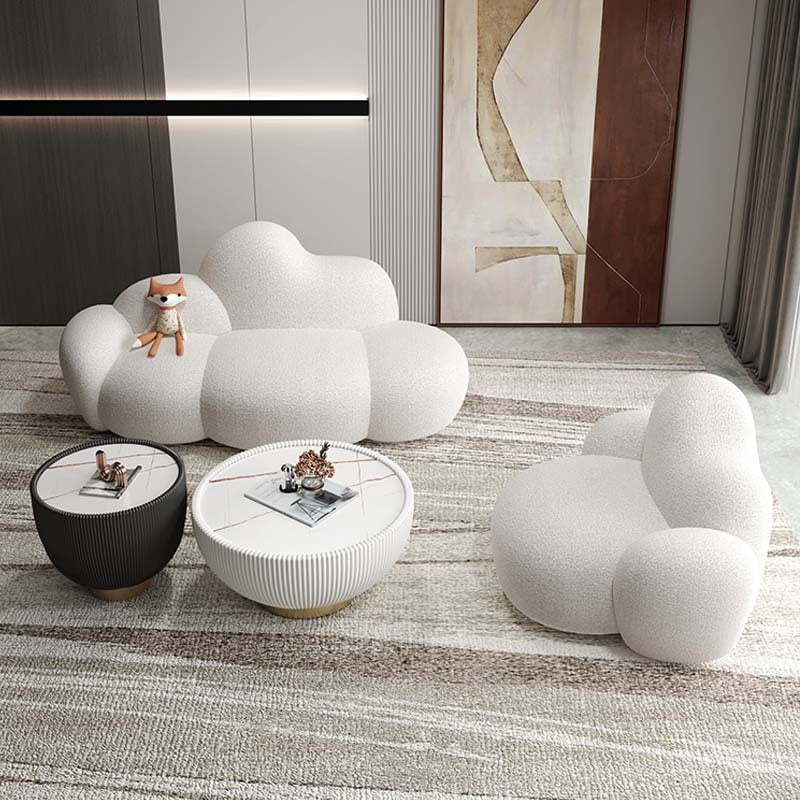 Contemporary Style Curved Sofa 33.46" H Armless Sofa in White