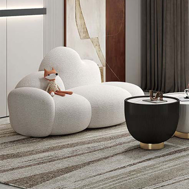 Contemporary Style Curved Sofa 33.46" H Armless Sofa in White