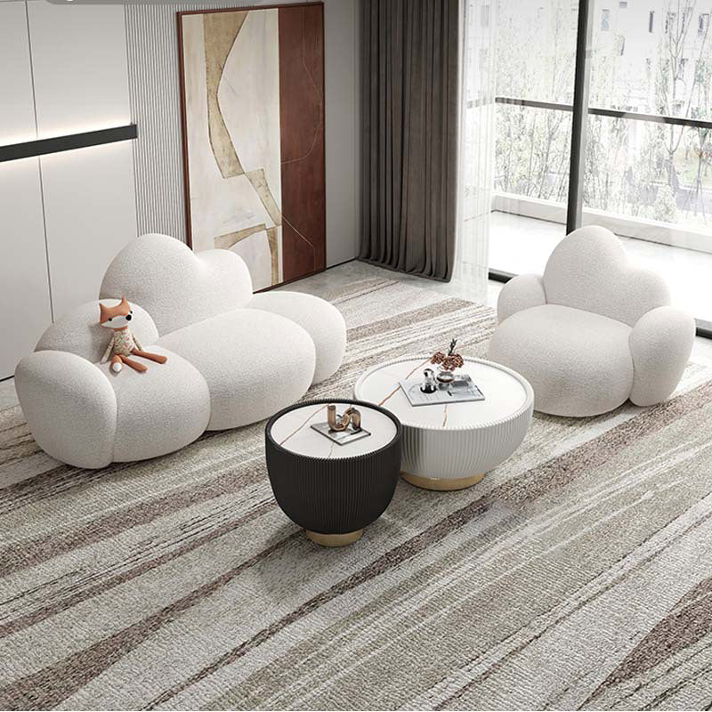 Contemporary Style Curved Sofa 33.46" H Armless Sofa in White