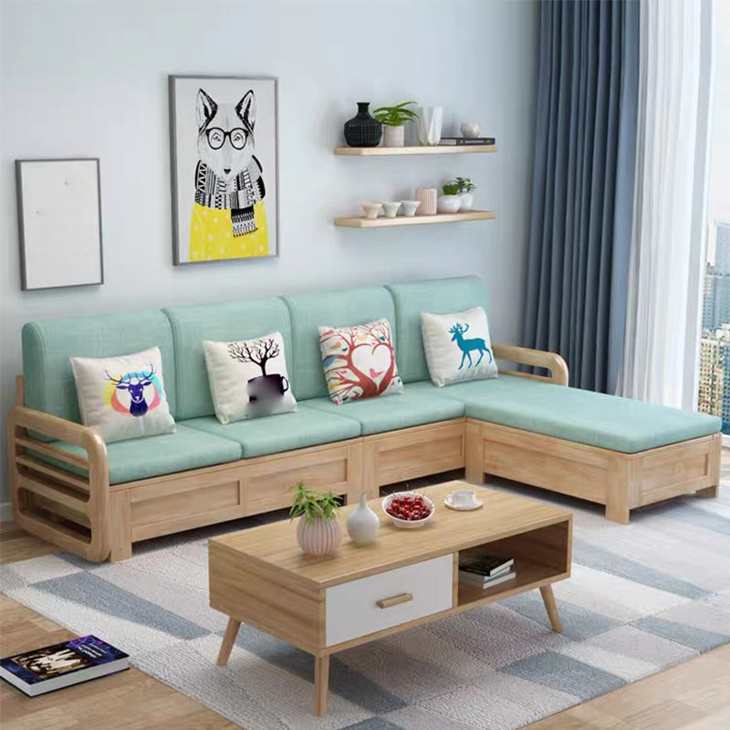 Nordic Fabric Living Room Sofa Chaise Square Arm Cushions Sofa Bed