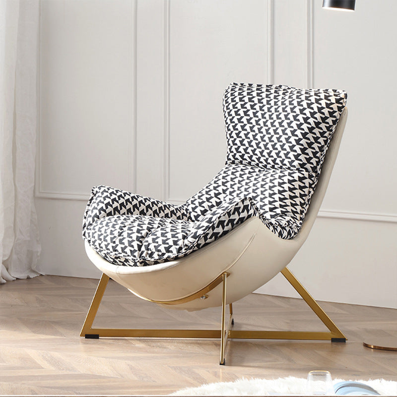 Glam Removable Cushions Gold Base Fixed Back Cross Lounge Accent Chair