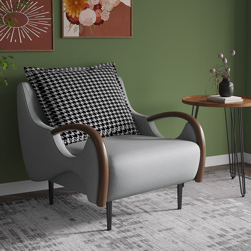 Nordic Bonded Leather Round Arms Pillow Back Accent Room Chair