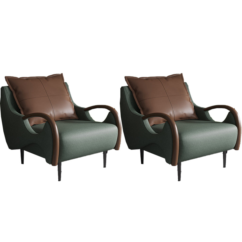 Nordic Bonded Leather Round Arms Pillow Back Accent Room Chair