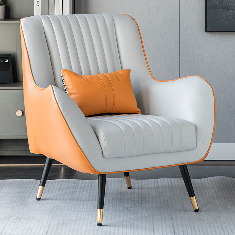 Contemporary Bonded Leather Arms Included Basic Four Leg Accent Armchair