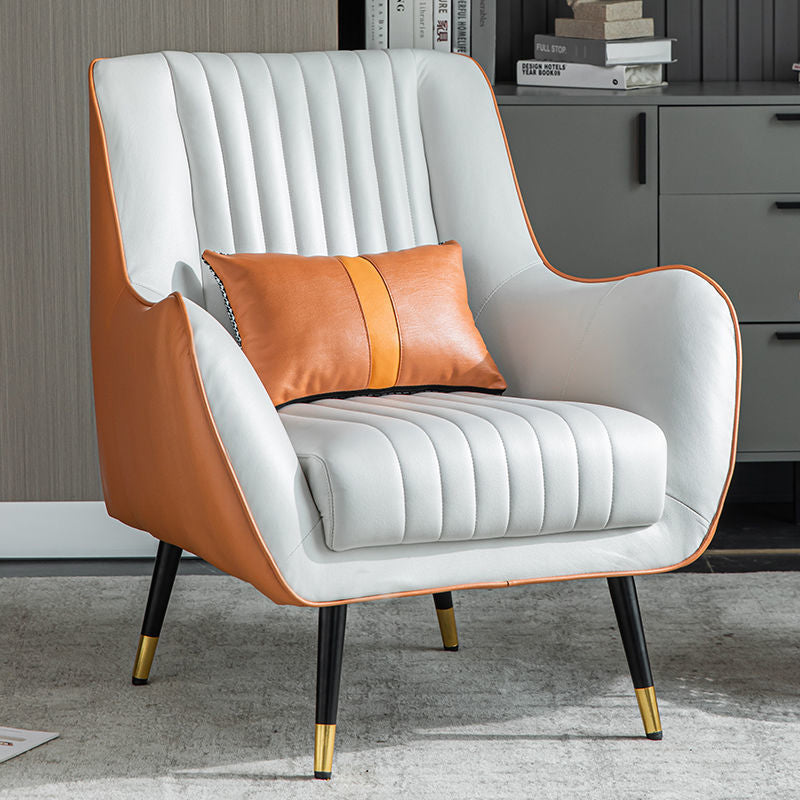 Contemporary Bonded Leather Arms Included Basic Four Leg Accent Armchair