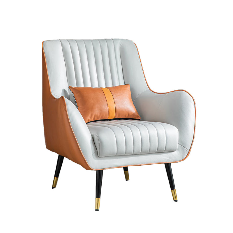 Contemporary Bonded Leather Arms Included Basic Four Leg Accent Armchair