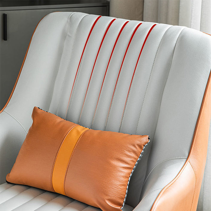 Contemporary Bonded Leather Arms Included Basic Four Leg Accent Armchair