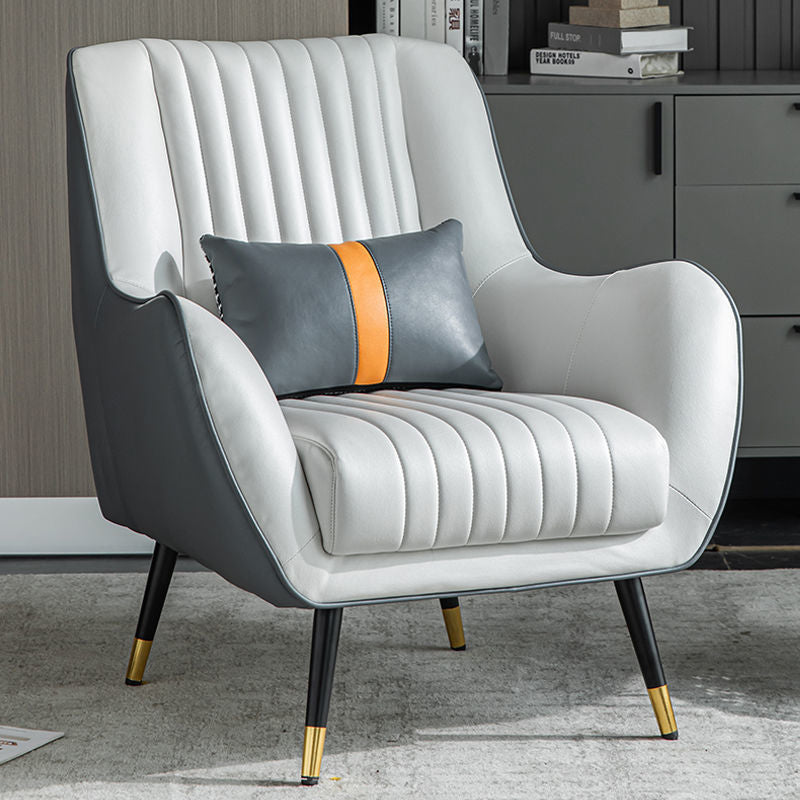 Contemporary Bonded Leather Arms Included Basic Four Leg Accent Armchair
