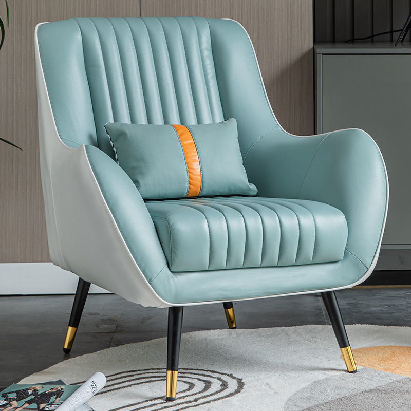 Contemporary Bonded Leather Arms Included Basic Four Leg Accent Armchair