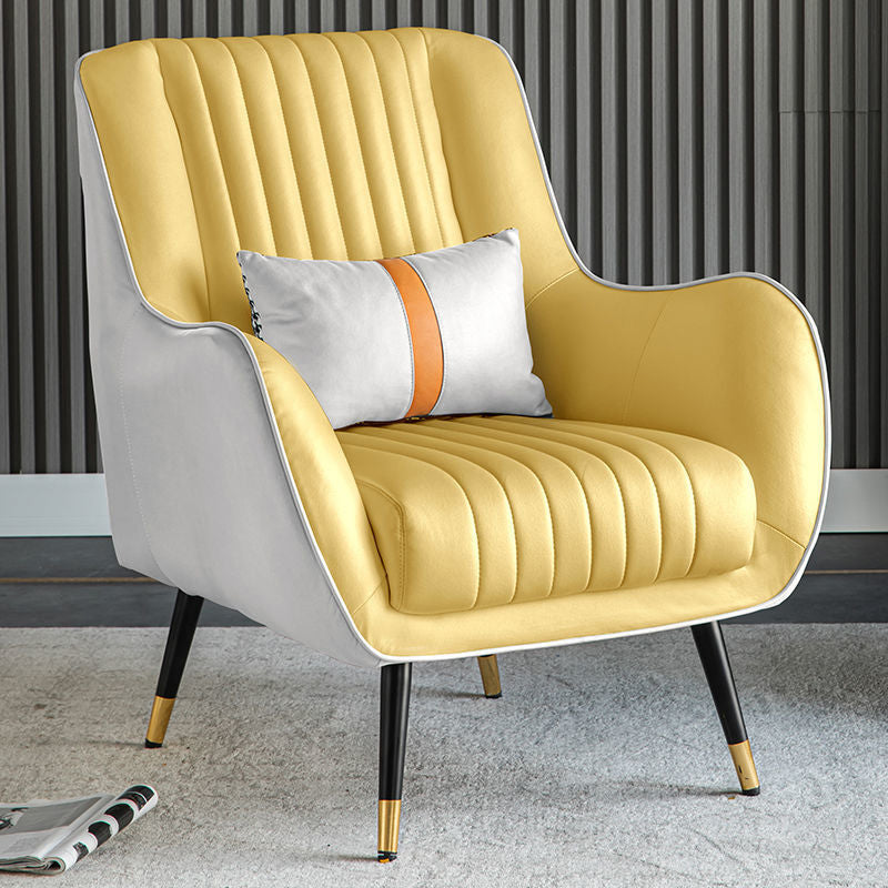 Contemporary Bonded Leather Arms Included Basic Four Leg Accent Armchair