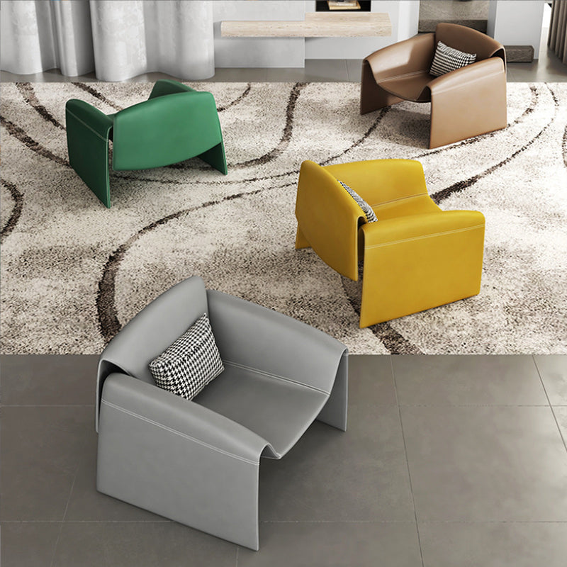 Contemporary Bonded Leather Arms Included with Pillow Accent Armchair