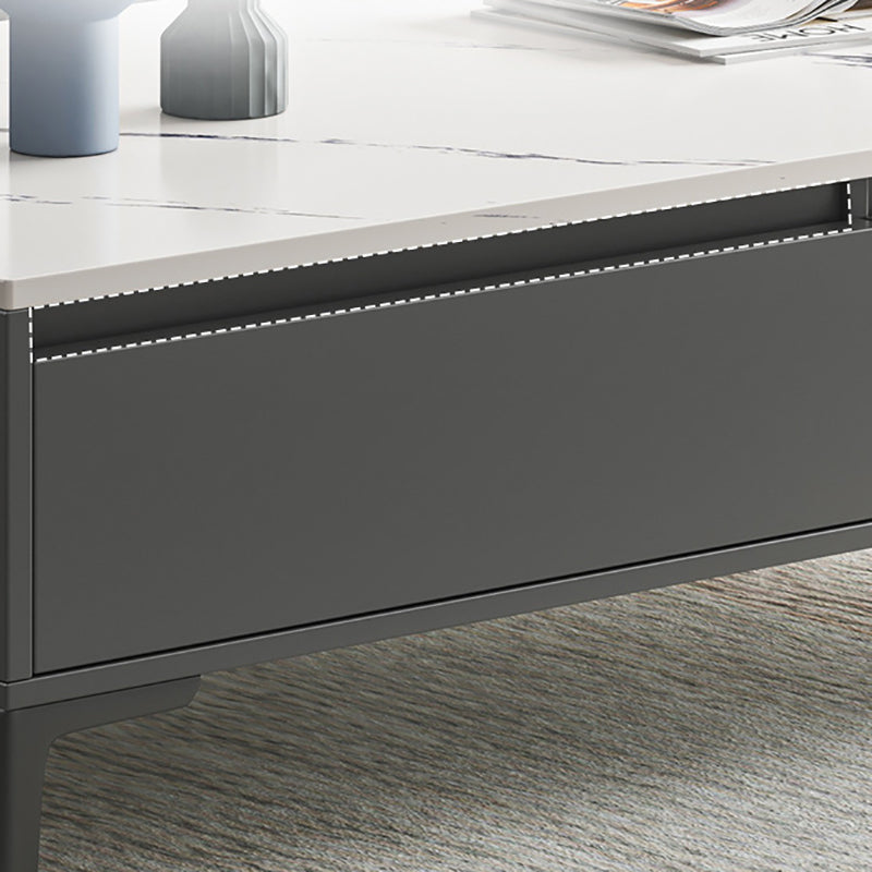 Glam 4 Legs Coffee Table Artificial Panel Rectangular Home Cocktail Table